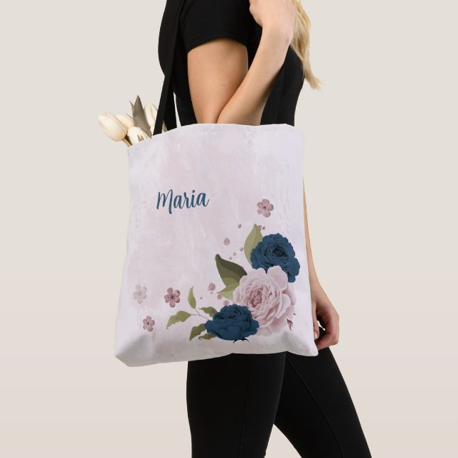 Blaue rosa Blume Tasche (Von Nahem)