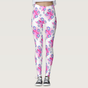 Blaue Rosa Blumenleggings Leggings