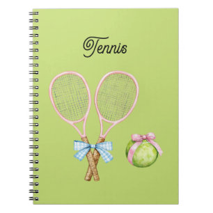 Blaue Rosa Bogen Tennisball Schläger Sport Notizblock