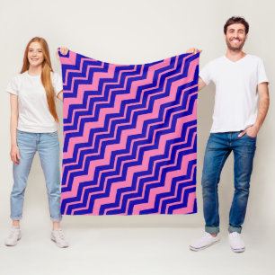 Blaue Rosa Chevron-Zickzack-Design Fleecedecke