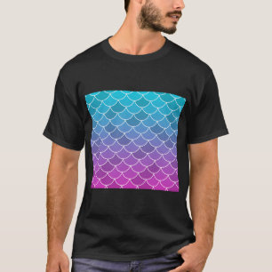 Blaue rosa Fischschuppen T-Shirt