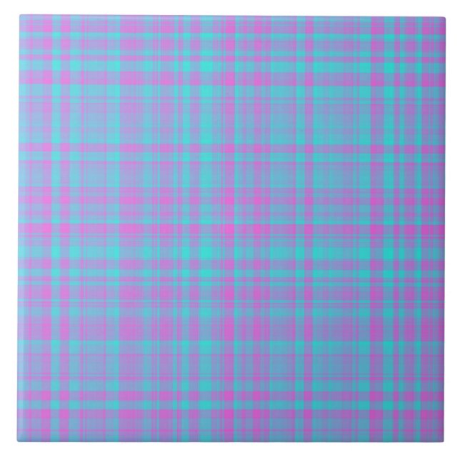 Blaue Rosa Karomuster Fliese (Vorderseite)