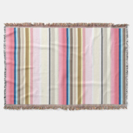 Blaue, rosa, mandel und kaffeebraune Streifen Decke