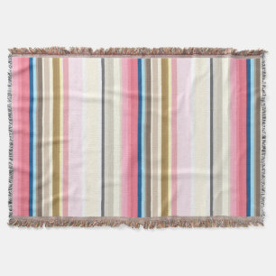 Blaue, rosa, mandel und kaffeebraune Streifen Decke