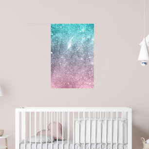 Blaue rosa Ombre-Meeresgalaxie abstrakt Poster