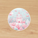 Blaue Rosa Schlossfische Märchenfisch Kinderzimmer Keramikknauf<br><div class="desc">Ein hellblauer Hintergrund. Rosa Fische,  eine märchenhafte Burg und Korallen.</div>