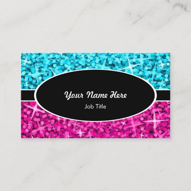 Blaue rosa schwarze ovale Visitenkarte der (Vorderseite)