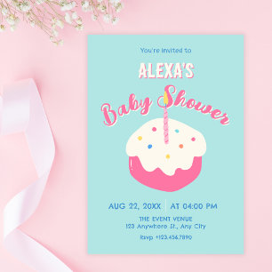 Blaue rosa Torte Baby Shower Einladung