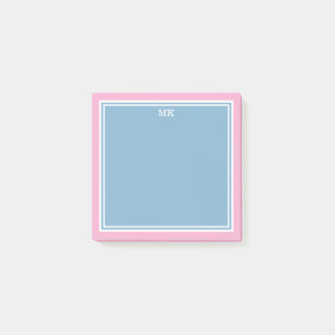 Blaue rosa Umrandungen Monogramm Post-it Klebezettel