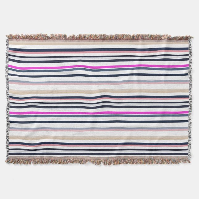 Blaue Rosa und Sandstreifen Decke (Vorderseite)