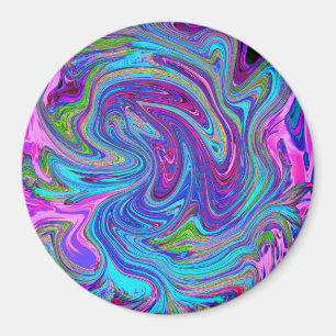 Blaue, rosa und violette groovige abstrakte Retro- Magnet