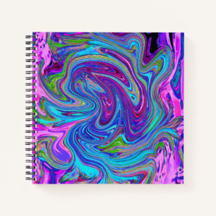 Blaue, rosa und violette groovy abstrakte Retro-Ku Notizbuch