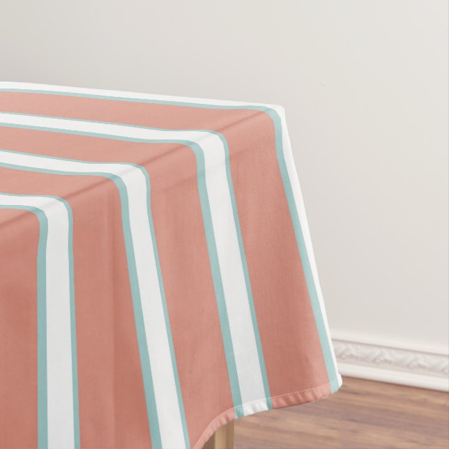 Blaue, rosa und weiße Streifen Tischdecke (Beispiel)