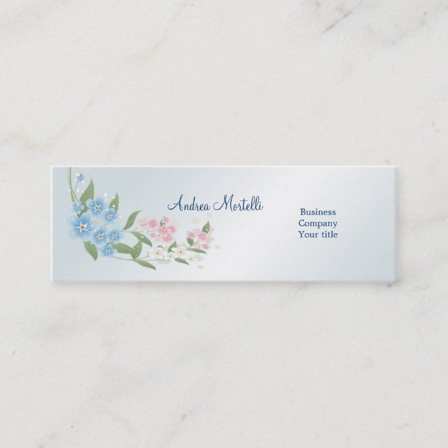 Blaue, rosa, weiße Blumenblüte Geschäfts-Karte Mini Visitenkarte (Vorderseite)