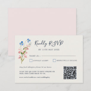 Blaue rosa Wildblumen-Antwortkarte RSVP Karte