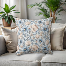 Blaue & rosafarbene botanische Aquarell-Dekoration