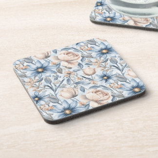Blaue & rosafarbene botanische Wasserfarbe Getränkeuntersetzer