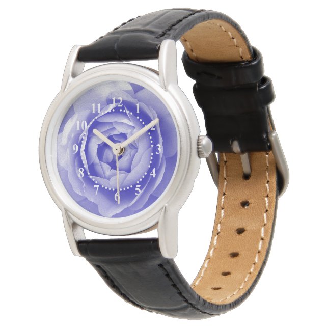 Blaue Rose Armbanduhr (Schrägansicht)
