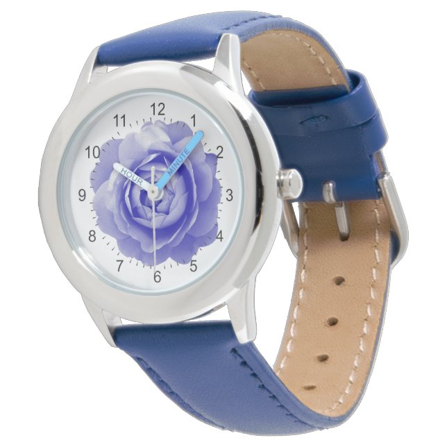 Blaue Rose Armbanduhr (Schrägansicht)