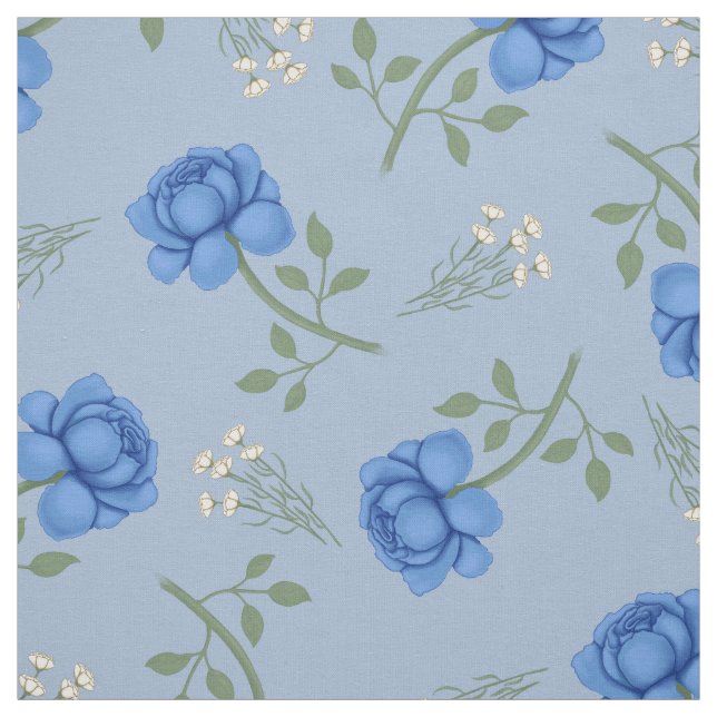 Blaue Rose auf Light Blue Oversized Calico Stoff (Muster)