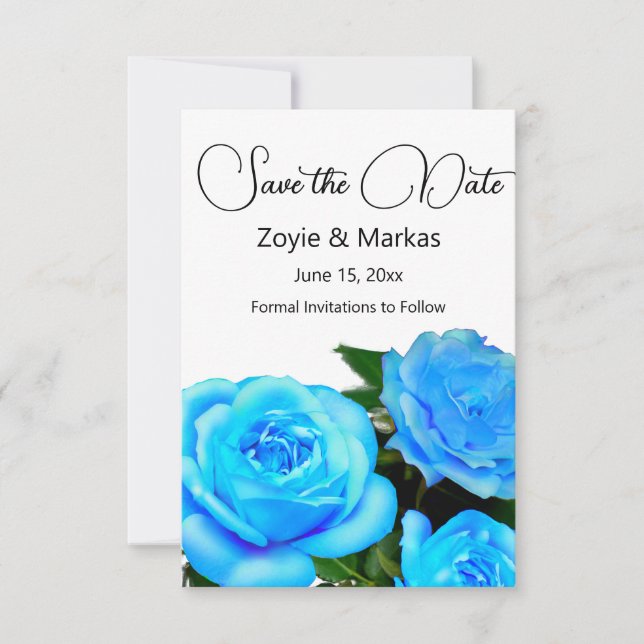 Blaue Rose blaue Blumen Save The Date (Vorderseite)