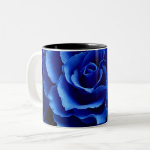 Blaue Rose Blume Pflanze Romantik Zwei-Tonen-Kaffe Zweifarbige Tasse