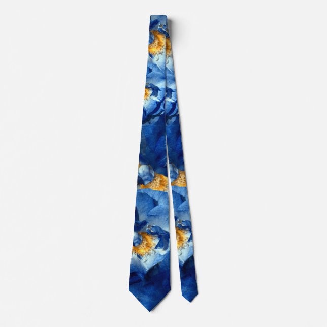 Blaue Rose Blumenmuster Foto Elegante Krawatte (Vorderseite)