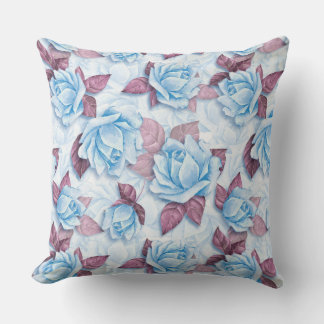 Blaue Rose. Blumenmuster Kissen Für Draußen