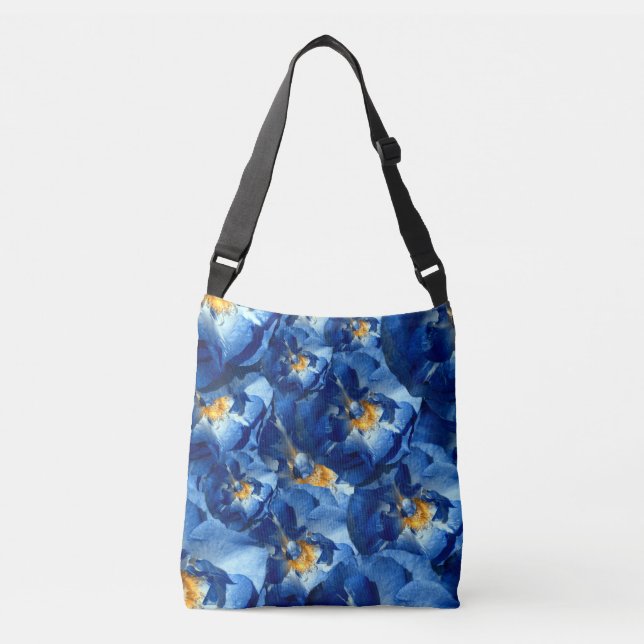 Blaue Rose Blumenmuster Tasche (Vorderseite)