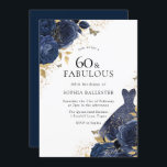 Blaue Rose & Dress Gold 60 & Fabulous 60. Einladung<br><div class="desc">Navy Blue Rose & Dress Gold 60 & fabelhafte 60. Geburtstagsparty Einladung Mehr elegante Blumenmotive in unserem Geschäft! Sehen Sie sich die passende Kollektion in unserem Shop an</div>