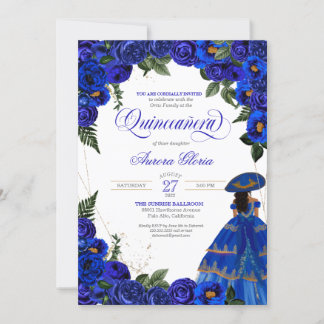 Blaue Rose Elegante Charro Kleidung Blumenstrauß Q Einladung