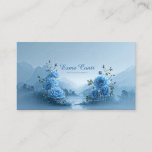 Blaue Rose Floral und Nebeliger Bergsee Visitenkarte