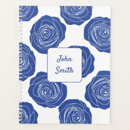 Blaue Rose für das Muster White_ Floral Script Planer