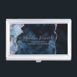 Blaue Rose Gold Aquarellmarmor Agate Gilded Visitenkarten Dose<br><div class="desc">Navy Blue & Rose Gold Foil Watercolor Marmor Agate Gilded Geode Design,  mit modernen und Script-Schriftart. Trendy und Chic Business Card Case! ~ Karo mein Shop zu sehen,  die gesamte Suite für dieses Design!</div>