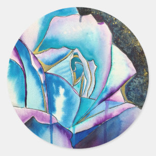 Blaue Rose Gothic Original Kunst Runder Aufkleber