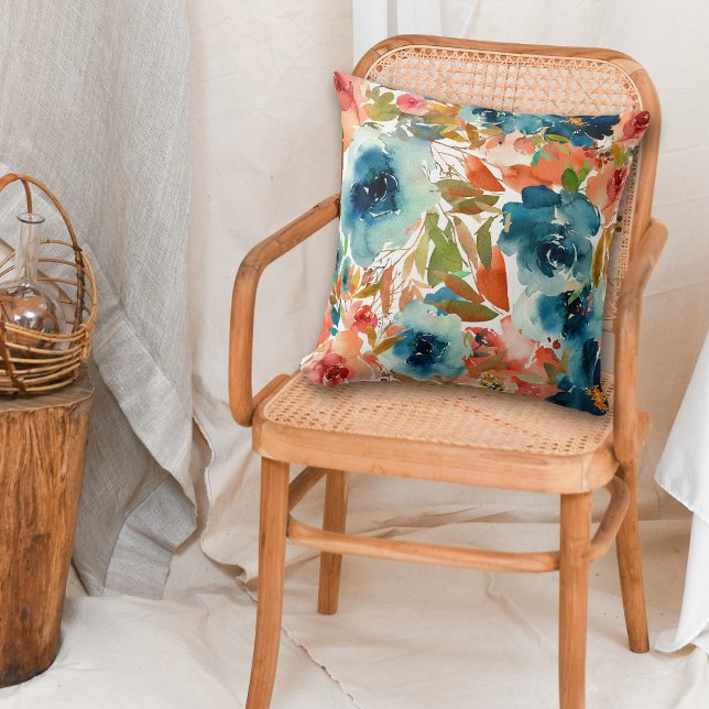 Blaue Rose Herbstblumenmuster Kissen (Von Creator hochgeladen)