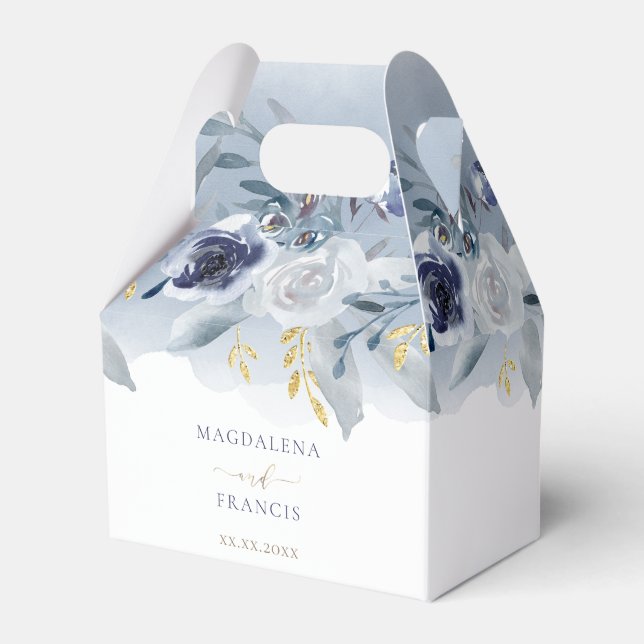 Blaue Rose Hochzeit Geschenkschachtel (Vorderseite)
