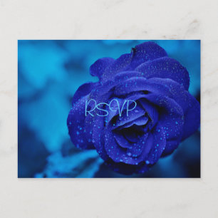 Blaue Rose Hochzeits-Einladung RSVP mit Foto und M Postkarte