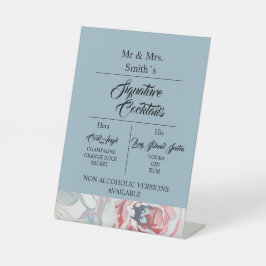 Blaue Rose Hochzeitscocktail Sockelschild