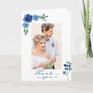 Blaue Rose Hochzeitsfoto Danke Karte