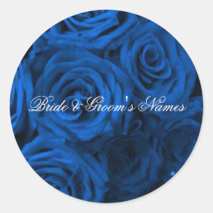 Blaue Rose Hochzeitstickervorlage für Umschlag Auf Runder Aufkleber