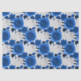 Blaue Rose im weißen Dekoupage Seidenpapier