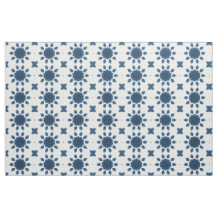 Blaue Rose Kaleidoskop Muster auf weißem Stoff