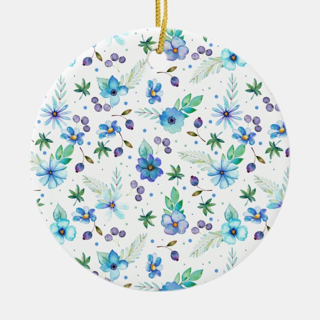 Blaue Rose Keramik Ornament (Vorne)