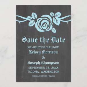 Blaue Rose-Kreidetafel-Einladung zur Speicherung d Save The Date