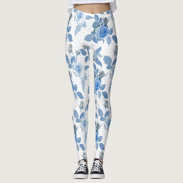 Blaue Rose Leggings (Vorderseite)