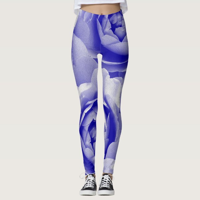 Blaue Rose Leggings (Vorderseite)