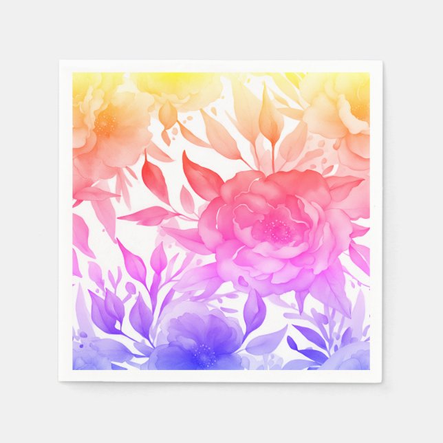 Blaue Rose Lila Aquarellblüten Serviette (Vorderseite)