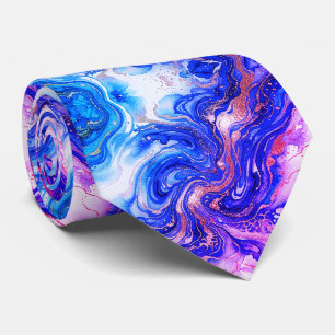 Blaue Rose-Marbel-Luxus-Abstrakt-Fluid-Art-Muster Krawatte
