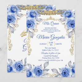 Blaue Rose mexikanische Mis Quince Prinzessin Quin Einladung